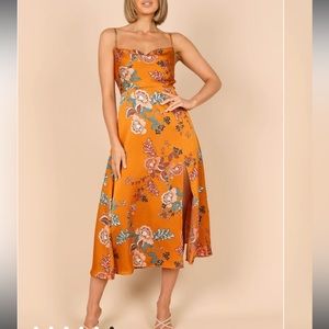 Petal & Pup Doriah Cowl Neck Midi Dress - Tan